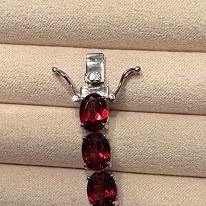 JTV Silver Bracelet with Red Gemstones